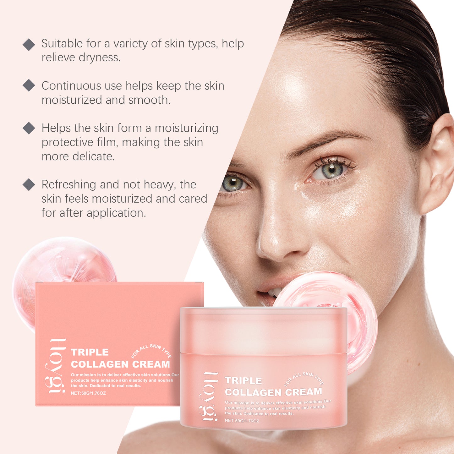 Hoygi Collagen Moisturizing Face Cream Gentle Formula To Improve Dry Skin Hydrating Soft Smooth Facial Skin