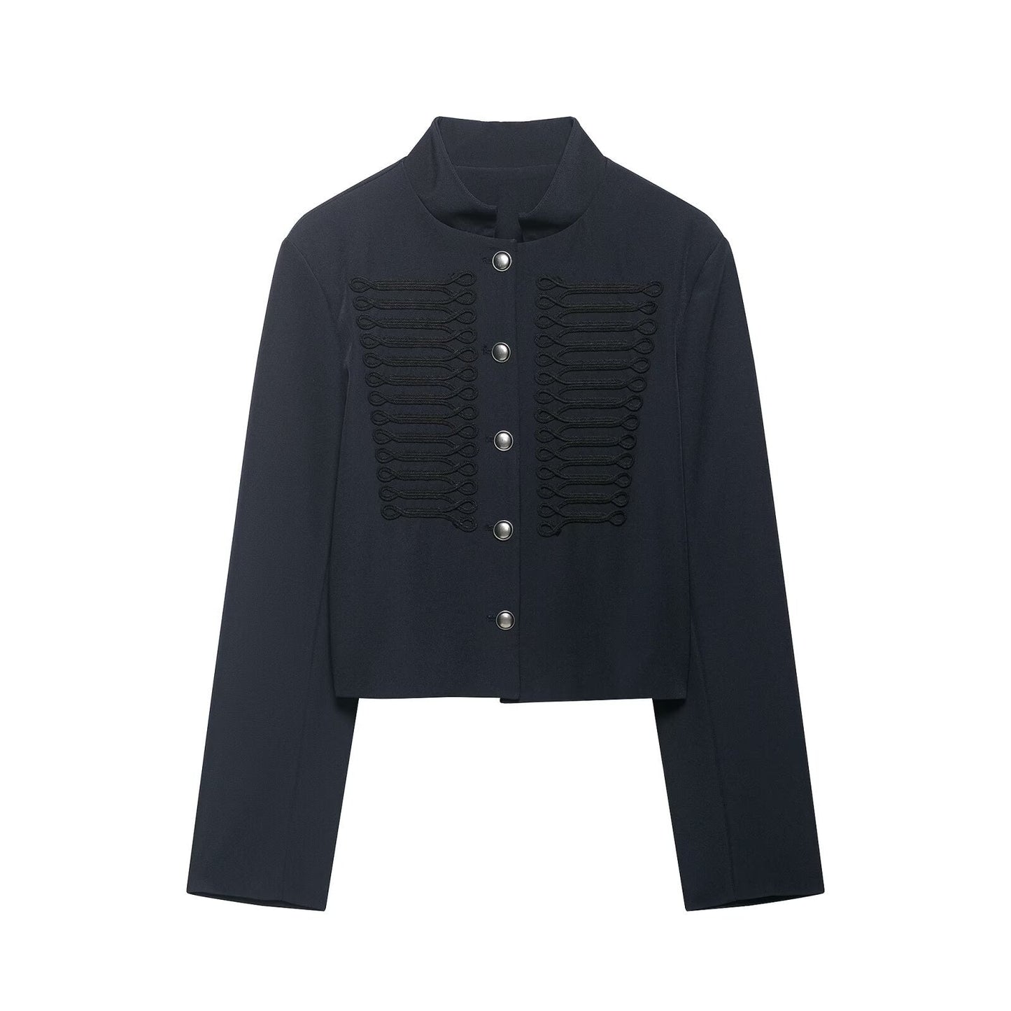 Women's Jacket Dark Navy Military Frogged BYMANYC ® New York SOHO MILITARY EMBROIDERED CROPPED BLAZER - New Collection