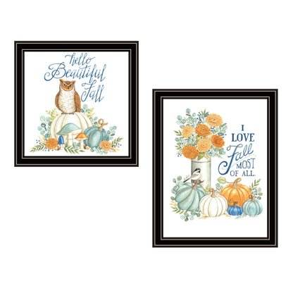 Trendy Decor 4U 2- Piece Vignette I Love Fall Most of All Black Framed Wall Art for Living Room, Bedroom Wall Art Print for Home Decor by Deb Strain