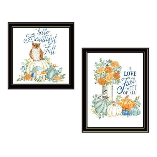 Trendy Decor 4U 2- Piece Vignette I Love Fall Most of All Black Framed Wall Art for Living Room, Bedroom Wall Art Print for Home Decor by Deb Strain