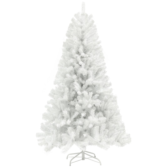 HOMCOM 9ft Tall Artificial Christmas Tree, Unlit Xmas Tree with 2132 Branch Tips, Auto Open, Steel Base, Holiday Décor for Home Office, White