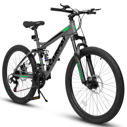 A2660 26 Inch Mountain Bike, 21-Speed Disc Brakes, Durable Frame, Front, Rear Dual-Shock Absorption, Unisex for Commuting, Travel, School, Mountain and City Road Cycling
