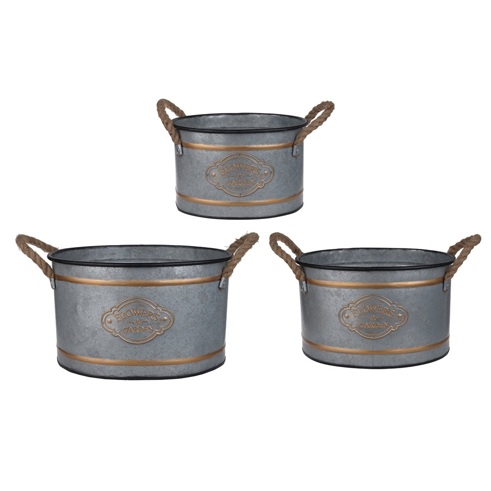 Set of 3 Huxley Metal Decorative Pots