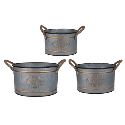 Set of 3 Huxley Metal Decorative Pots