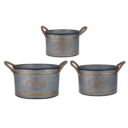 Set of 3 Huxley Metal Decorative Pots