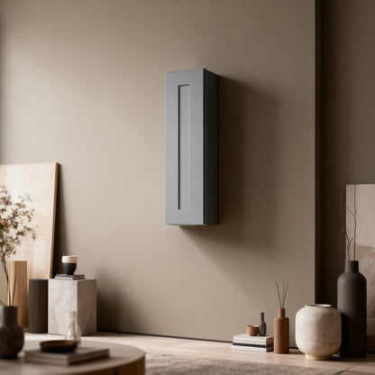 Dark Gray Solid Wood Single Door Wall Cabinet 1 Door and 3 Shelves for Kitchen Storage, Bathroom Storage, Laundry,Adjustable Shelves Ready to Assemble(15'W×12'D×42'H)