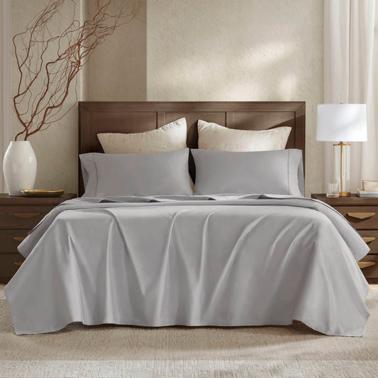 4 Pieces King Sateen Sheet Set,Gray
