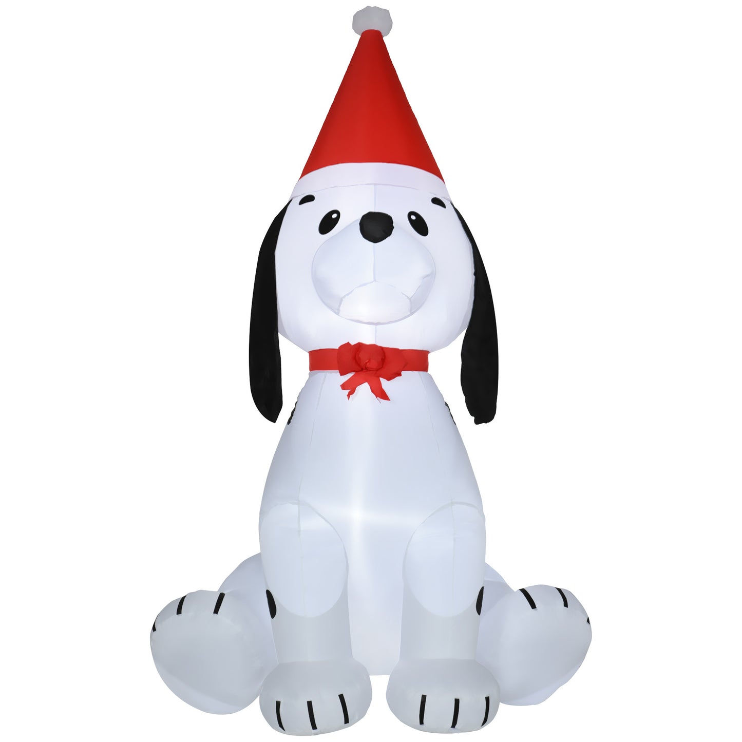 HOMCOM 6ft Christmas Inflatables Outdoor Decorations Puppy Dog Wearing a Santa Hat, Blow-Up Yard Christmas Decor with LED Lights Display
