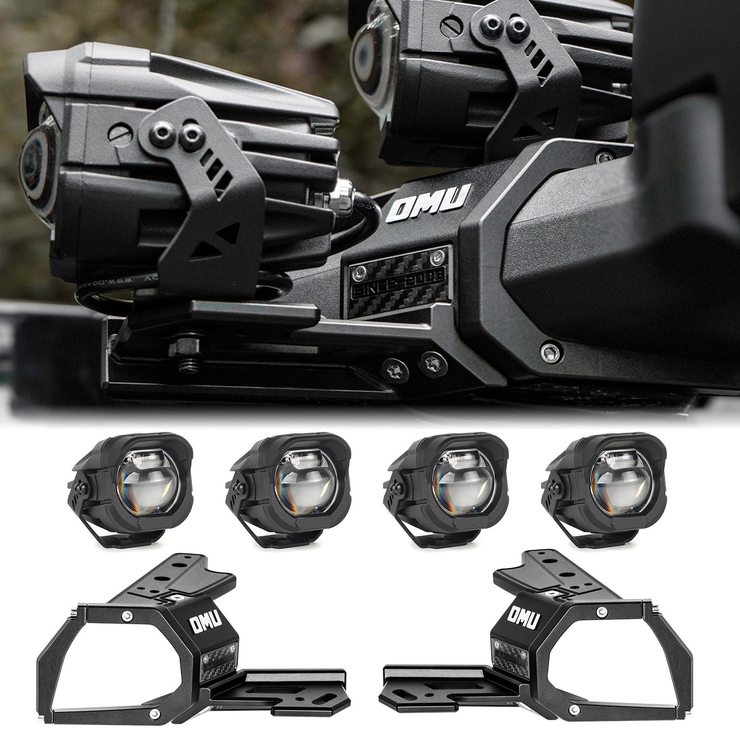 OMU Genesis Series Aluminum A-Pillar Light System Mount With 4 PCS Spotlights, High Low Beam Switchable A-Pillar Spotlight(White Light) For Ford Bronco 2021+(Not fit for Ford Bronco Sport)