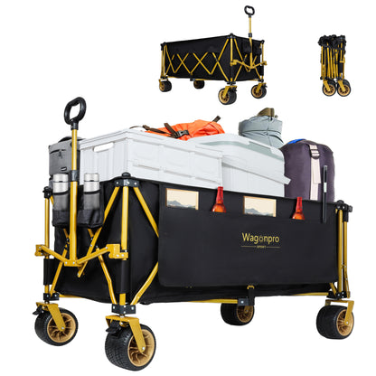 67-1/2in Extra long large Heavy Duty Utility Beach Wagons with Opened Tailgate and All-Terrain Wheels, 480lbs Capacity, Patented Ultra-Stable Frame,  No Assembly Needed, Black