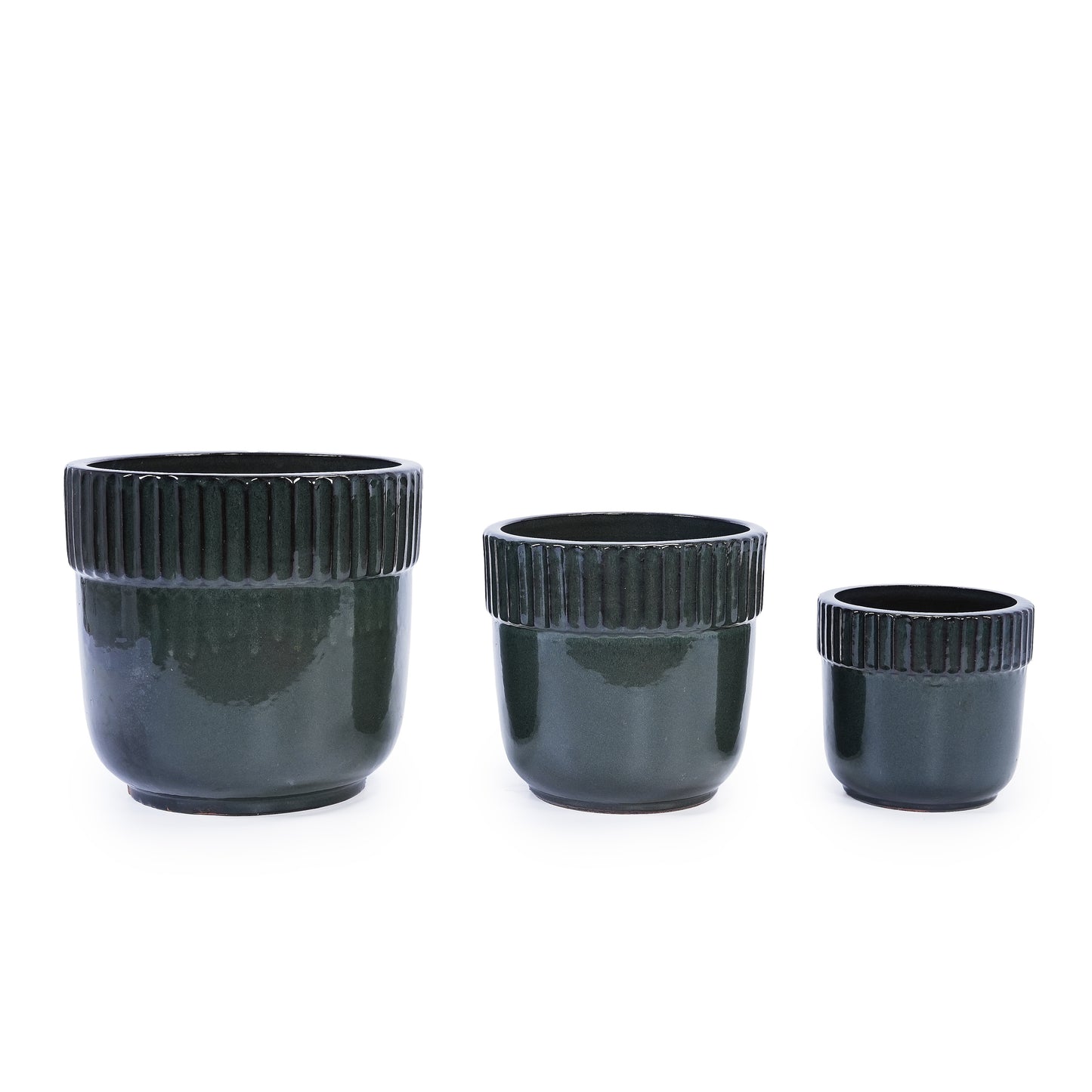 3 Pieces Ceramic Flowerpot, Modern Planter for Patio, Garden or Windowsills - Antique Black