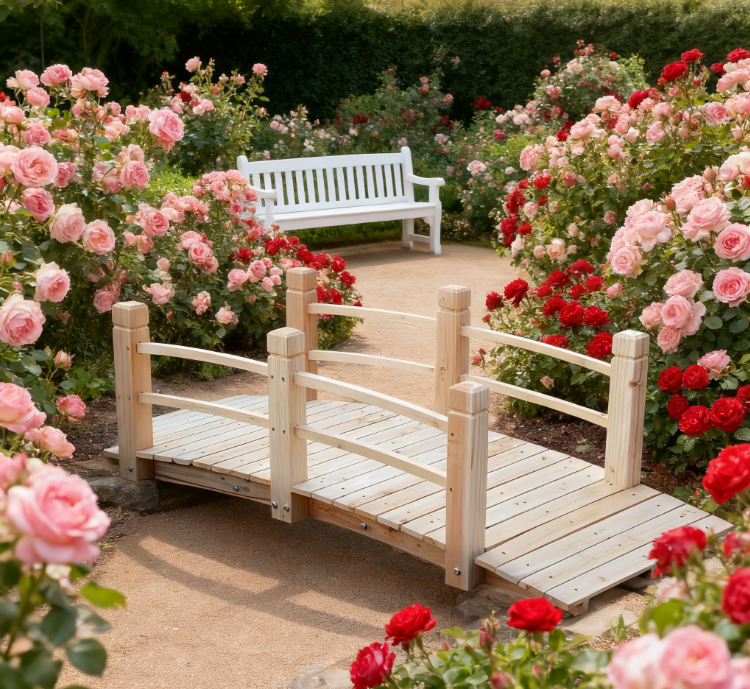 Wooden Garden Bridge Arc Footbridge