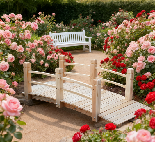 Wooden Garden Bridge Arc Footbridge