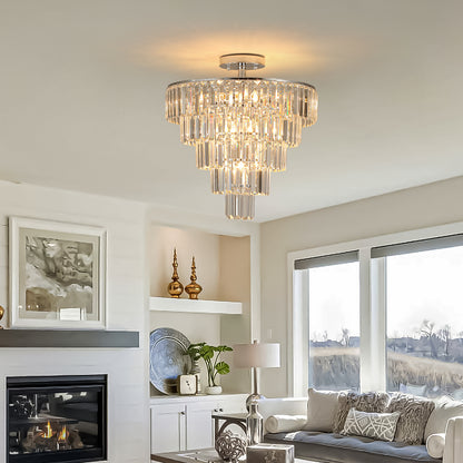 Large crystal chandelier in white chrome color, modern style chandelier, dining room, living room, bedroom (Without Bulb)