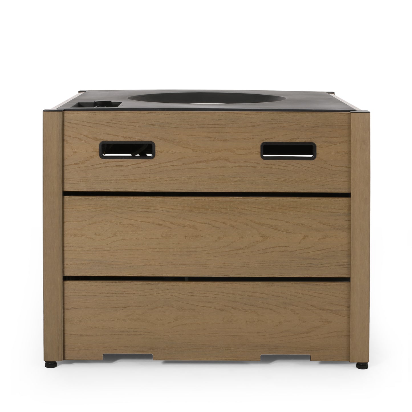 Rustic Style Outdoor 31' WPC Base Square Propane Fire Pit, 40,000 BTU, Brown