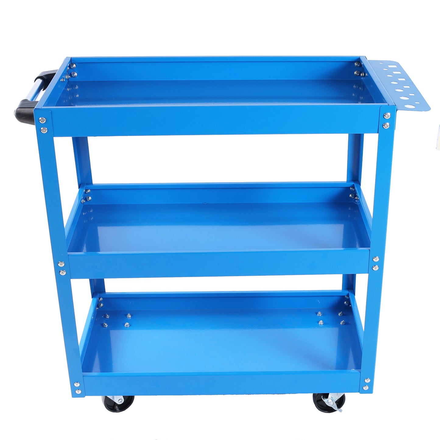 Tool Cart on Wheels, 3 Tier Rolling Mechanic Tool Cart, Heavy Duty Steel Utility Cart w/Lockable Wheels, 450 LBS Capacity Industrial Service Cart for Garage, Warehouse, Workshop (blue)