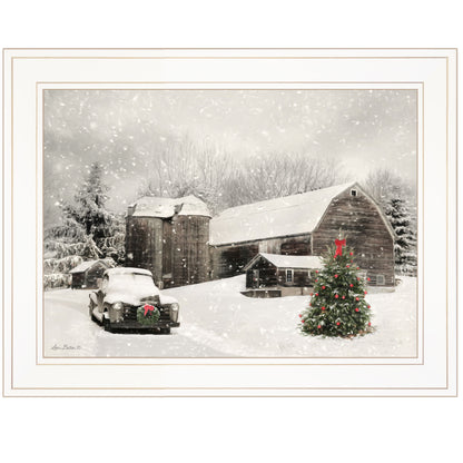 Trendy Decor 4U 'Farmhouse Christmas' Framed Wall Art, Modern Home Decor Framed Print for Living Room, Bedroom & Farmhouse Wall Decoration by Lori Deiter