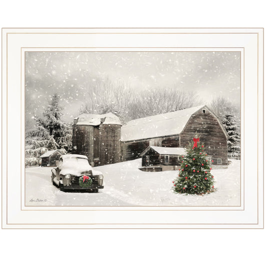 Trendy Decor 4U 'Farmhouse Christmas' Framed Wall Art, Modern Home Decor Framed Print for Living Room, Bedroom & Farmhouse Wall Decoration by Lori Deiter