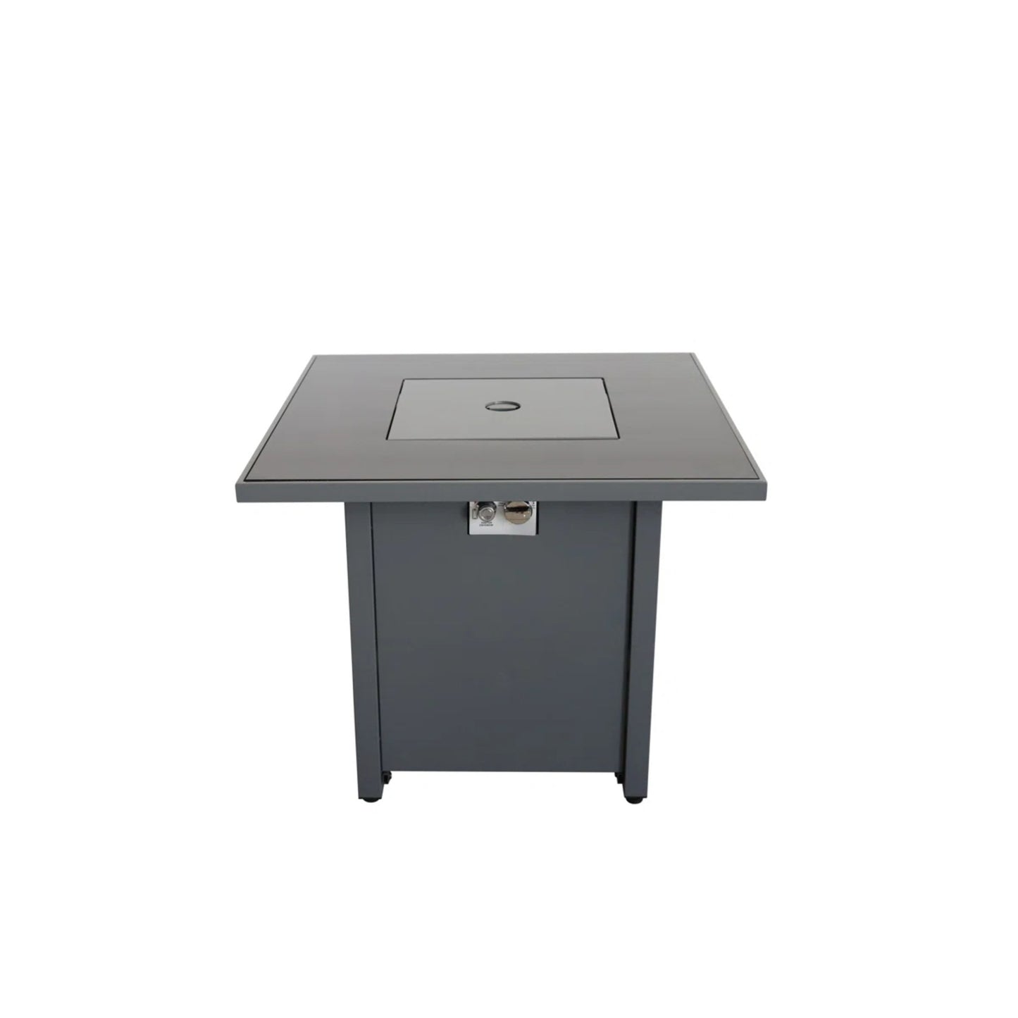 Gray Steel Outdoor Fire Pit Table with Lid, 25'' H x 30'' W, Durable and Stylish