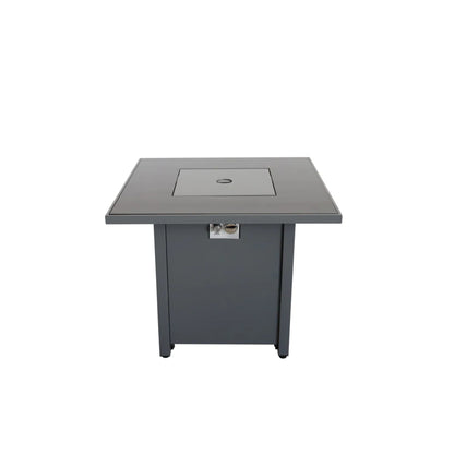 Gray Steel Outdoor Fire Pit Table with Lid, 25'' H x 30'' W, Durable and Stylish