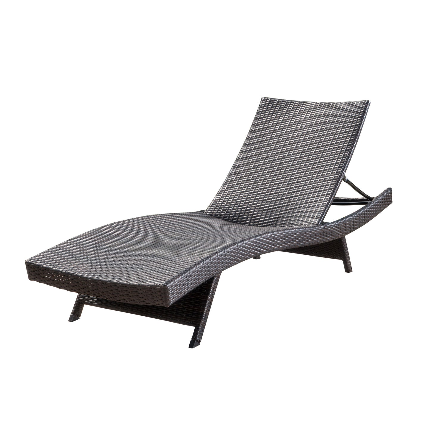 Mysticism Outdoor Chaise Lounge with Adjustable Backrest and Foldable Legs, Brown Multi
