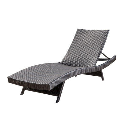 Mysticism Outdoor Chaise Lounge with Adjustable Backrest and Foldable Legs, Brown Multi