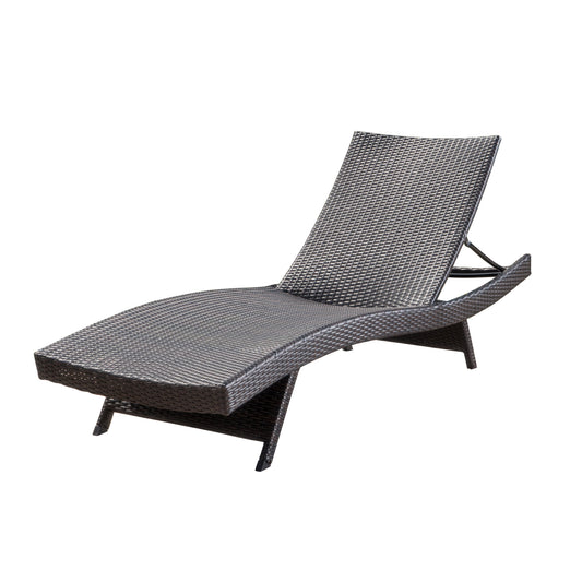 Mysticism Outdoor Chaise Lounge with Adjustable Backrest and Foldable Legs, Brown Multi