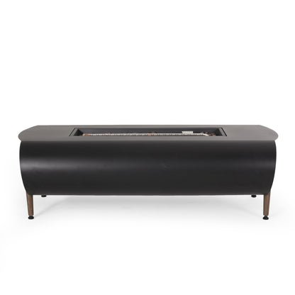 Vernon Rectangle Fire Pit 50,000 BTU Dark Gray Iron 50x25.5x15.25 Inches