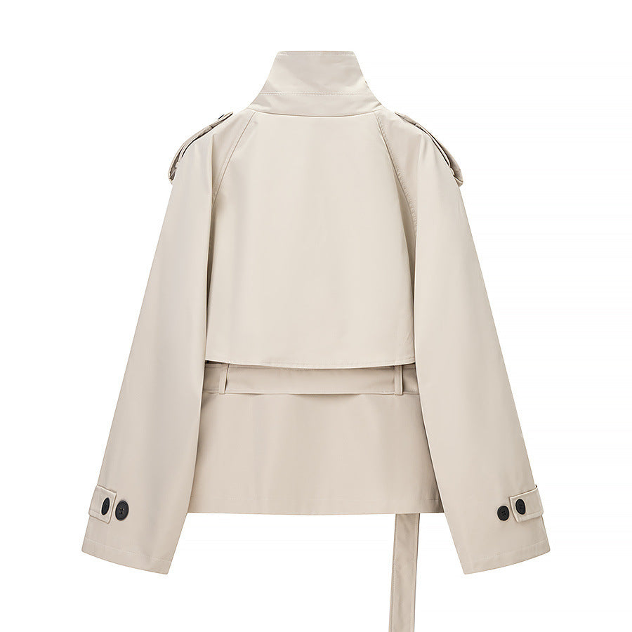 Women's Jacket Beige Short Trench BYMANYC ® New York SOHO BUCKLED COLLAR BELTED TRENCH - New Collection