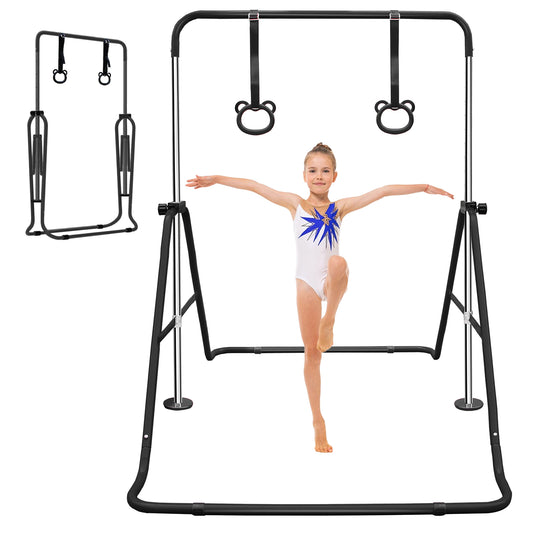 Black Multi-Functional Adjustable Height Children's Horizontal Gymnastic Bar With Bear Rings