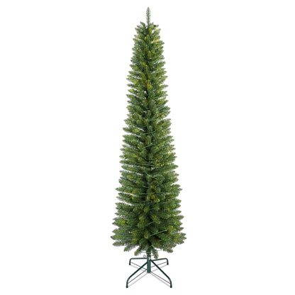 6FT Green Pencil Christmas Tree – Slim PVC Tree with 358 Tips, Space-Saving Design, Stable Metal Stand, Perfect for Small Spaces & Corners