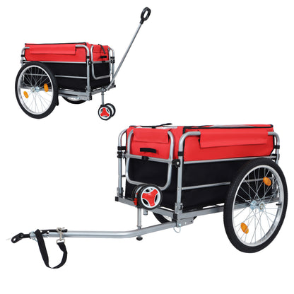 Bike Cargo Trailer Aluminum Luggage Cart 20' Wheel Folding Groceries Hauler with Safe Hitch System Removable Cover, Oxford Fabric for Cycling Travel