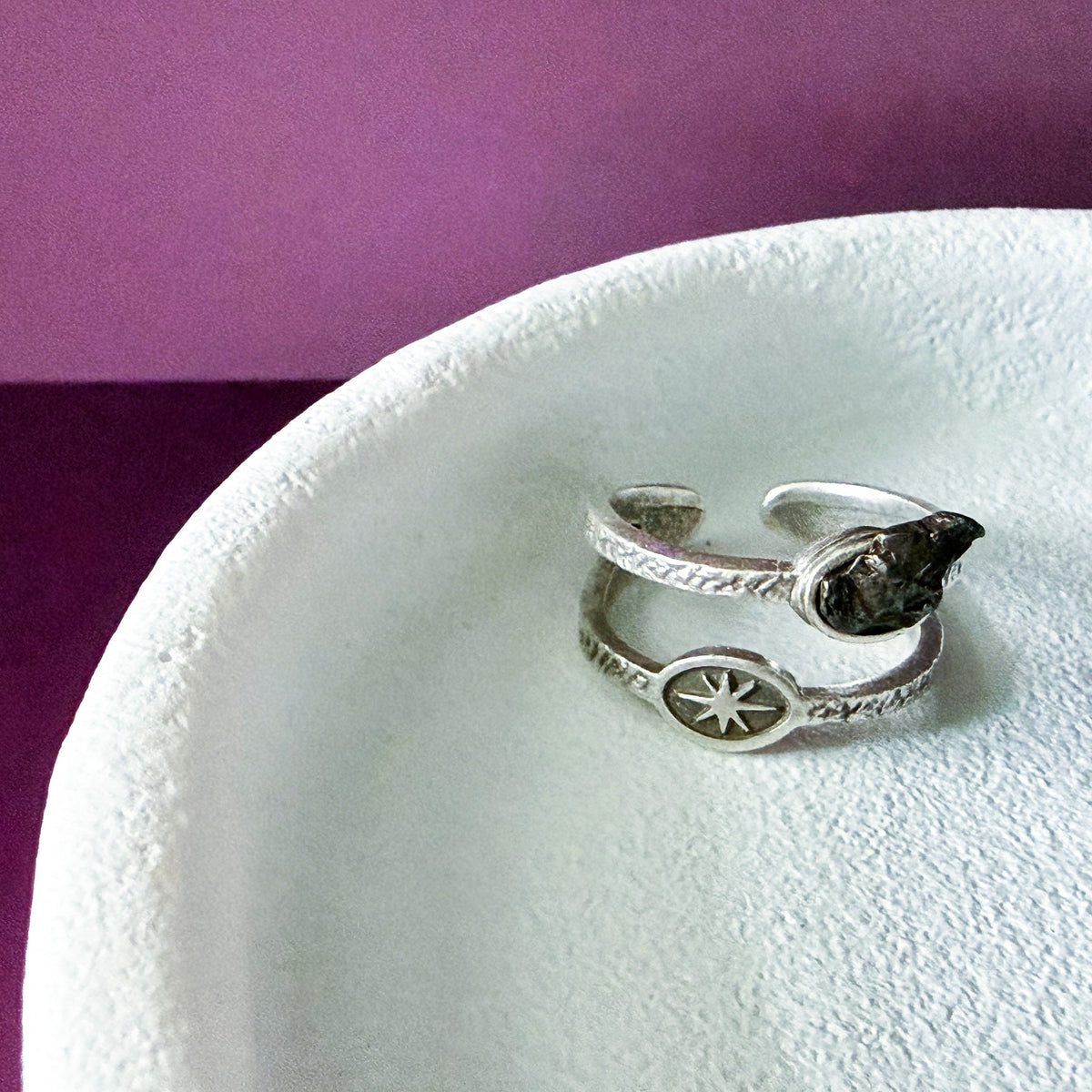 Supernova Starburst Ring With Authentic Meteorite