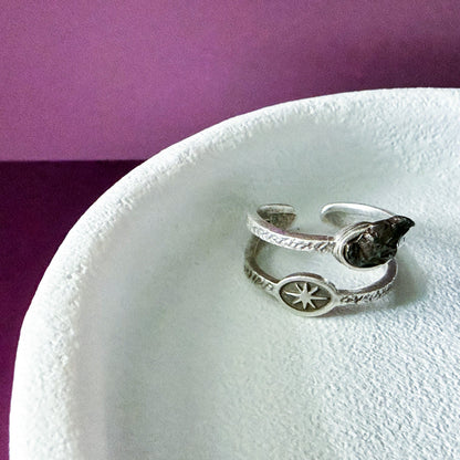 Supernova Starburst Ring With Authentic Meteorite