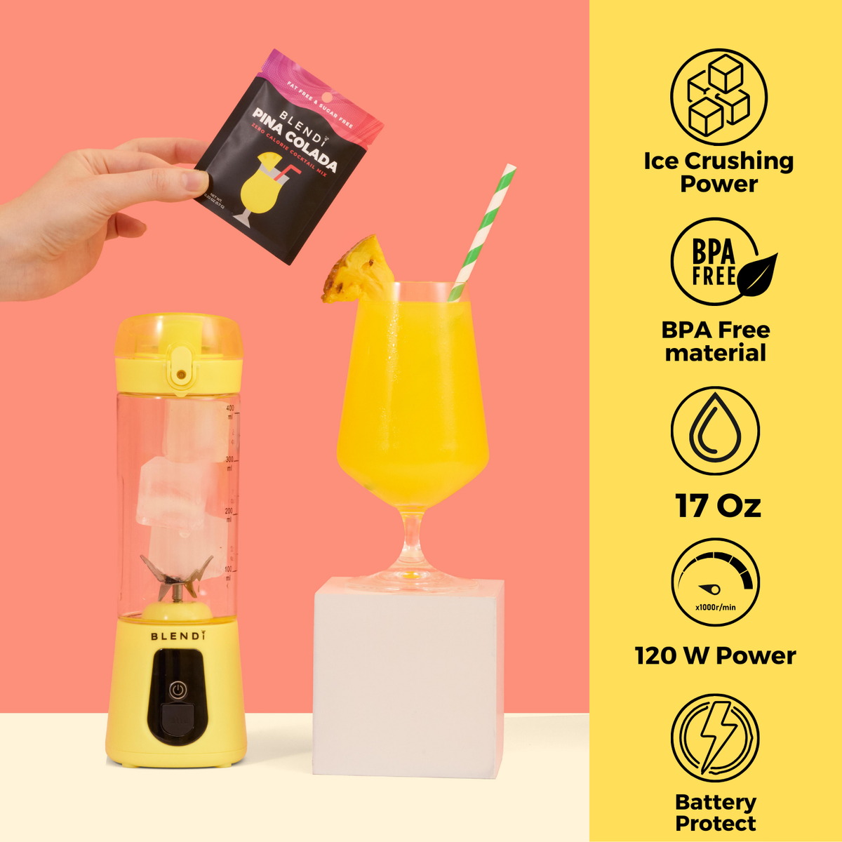 Pro+ 120W Ice-Crushing Power Blender (17oz)