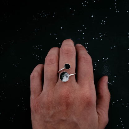 CLEARANCE Mother and Me Ring - My Moon Phase Bypass Ring in Sterling Silver