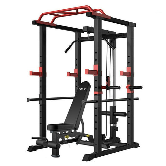 Multi-functional Power Cage, Home Adjustable Pullup Squat Rack 1000Lbs Capacity Comprehensive Fitness Barbell Rack with Weight Bench