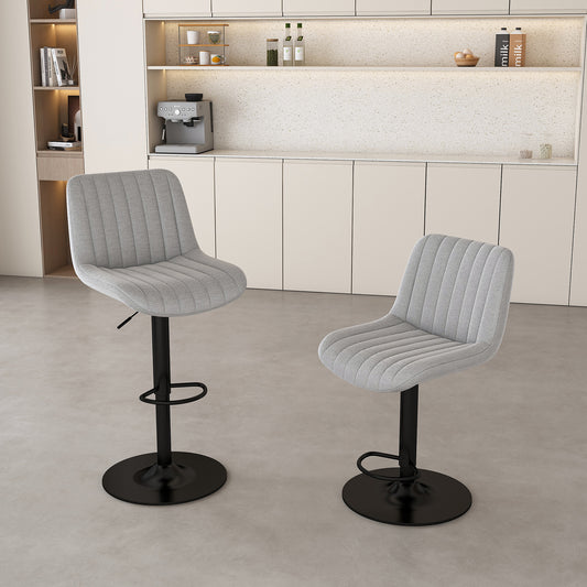 Swivel Bar Stools with Adjustable Height (35.03-43.7 Inches), Backrest, and Soft Knit Fabric - Ideal for Kitchen Island, Bar Counter, Dining Room, Grey(Set of 2)