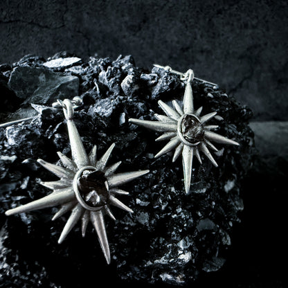 Supernova Starburst Dangle Earrings With Authentic Meteorite