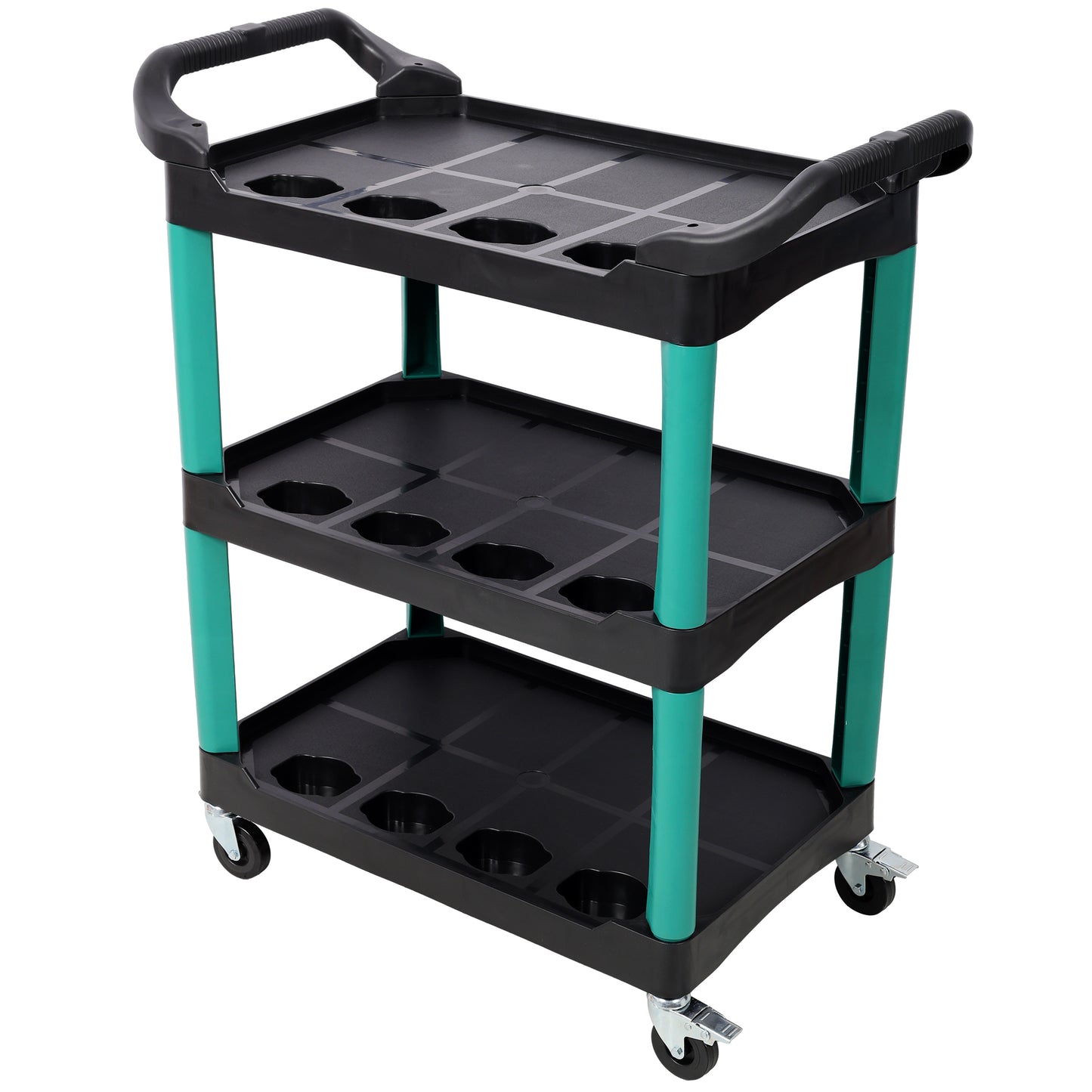 3 Tier Rolling Auto Detail Cart With Wheels,Car Wash Organizer for Detailers Garage, Workshop, Repair Shop, Storage Tool, Green&Black