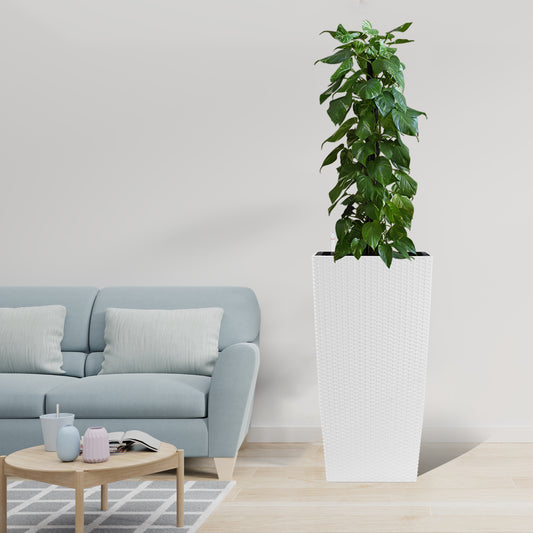 30 in Tall Large Flower Pots Planter with Self-Watering Drainage Holes&Inner Trays Indoor Outdoor Plant Pot with Drain Holes, Water Level Monitor, Inner Bucket for Garden, Patio, Porch, Backyard,White