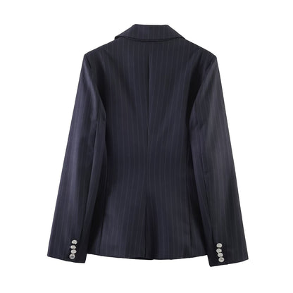 Women's Jacket Dark Navy Pinstripe BYMANYC ® New York WALL STREET PINSTRIPE TAILORED BLAZER - New Collection