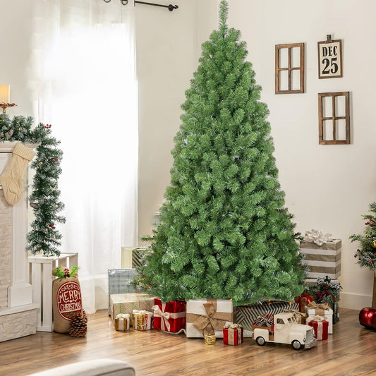 7.5ft Christmas Tree with Memory Wire, 1200 Tips Hinged Artificial PVC Tree, Easy Setup Green Xmas Tree for Indoor Holiday Decoration