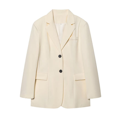 Women's Jacket Cream Oversized Blazer BYMANYC ® New York WALL STREET CREAM SINGLE-BREASTED - New Collection