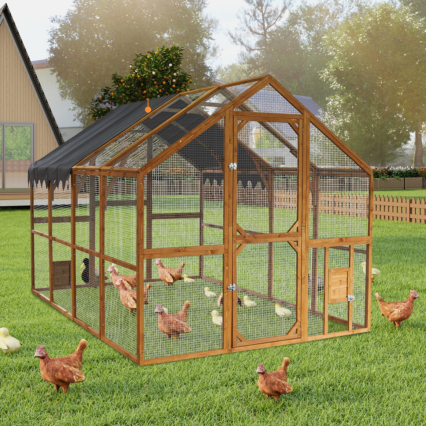 Outdoor Chicken Coop Enclosures 110' Large Kitten Playpen,Upgrade Waterproof Cover