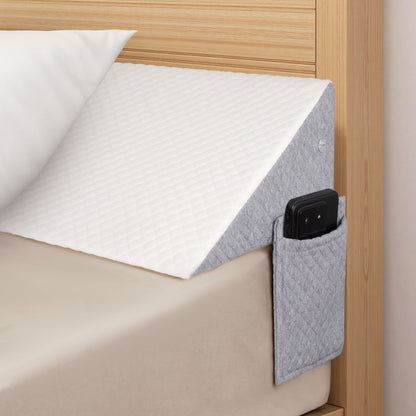 Triangular Backrest Pillow Full Size– 25D Support Foam, 250gsm Polyester Air Layer Cover, Gray & White Ergonomic Wedge for Bed, Reading, Recovery