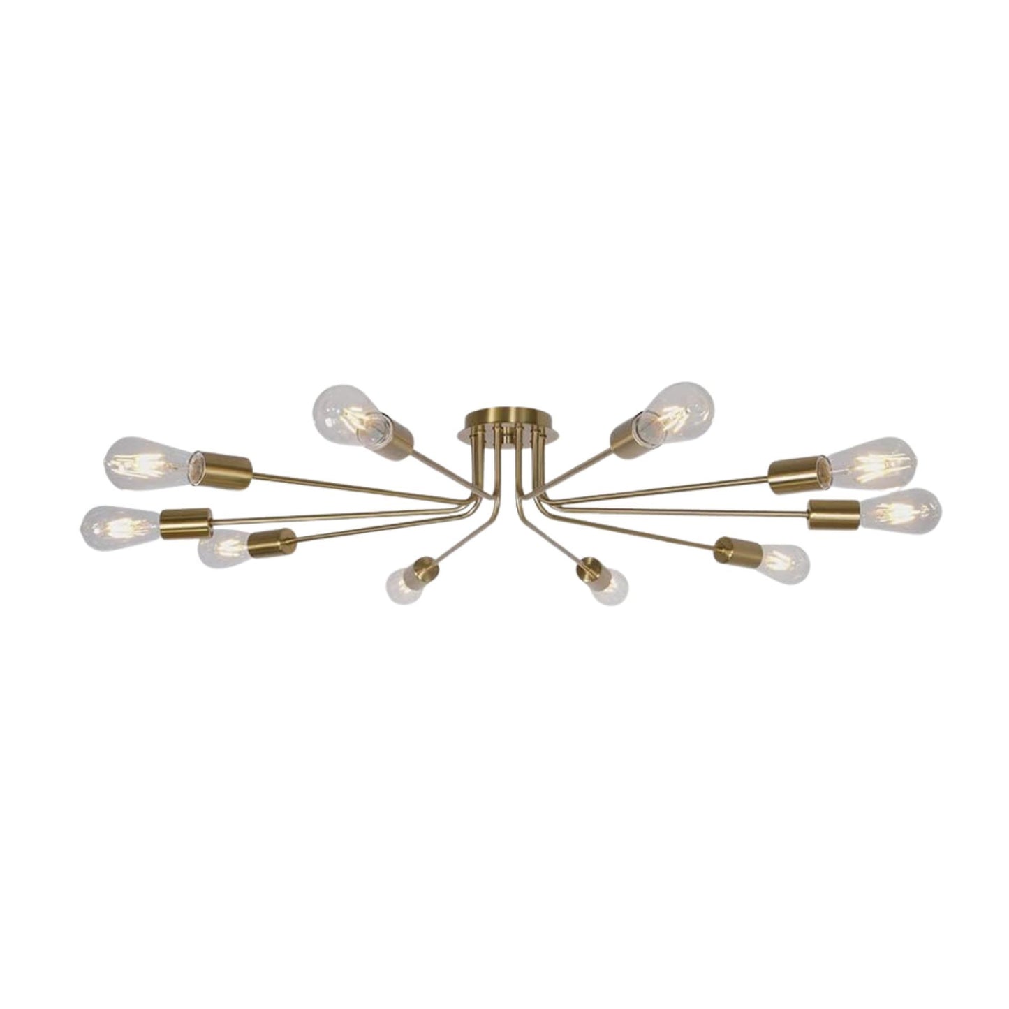 10 Light Sputnik Chandelier Brushed Gold Ceiling Light Semi Flush Mount Light Ceiling Lamp