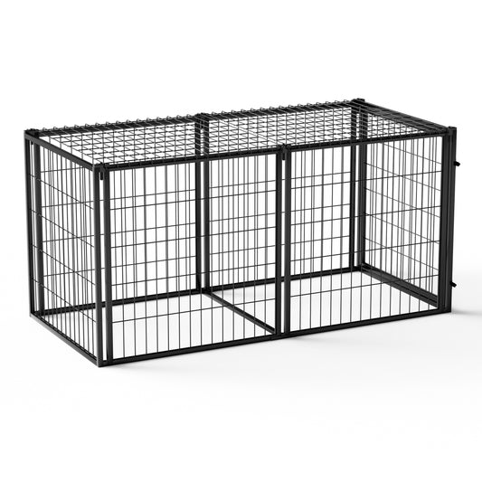 Dog Crate 63' Dog Kennel for Small Medium Dogs, Puppy Dog Playpen with Top, Pet Cage, Indoor, Black.63'L x 29.9'W x 31.9'H.
