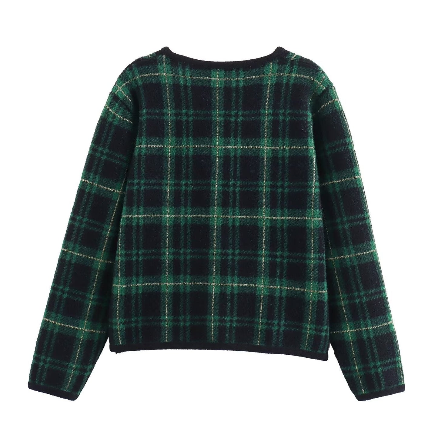 Women's Green Plaid Double-Breasted Knit Jacket BYMANYC ® New York CONTEMPORARY VIBRANT MODERN FASHION - New Collection
