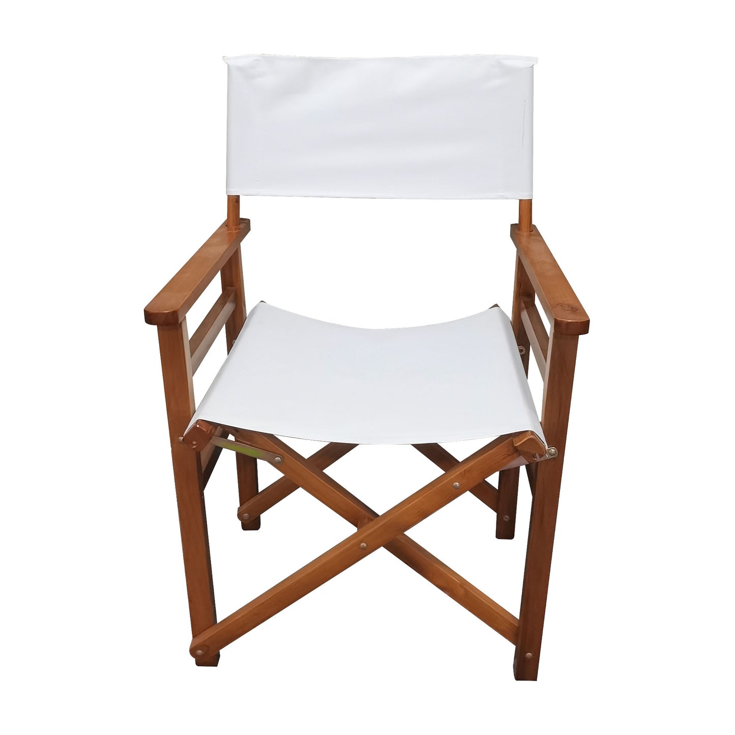 Classic Style Wooden Director Chair Set with Canvas Folding Seat in White